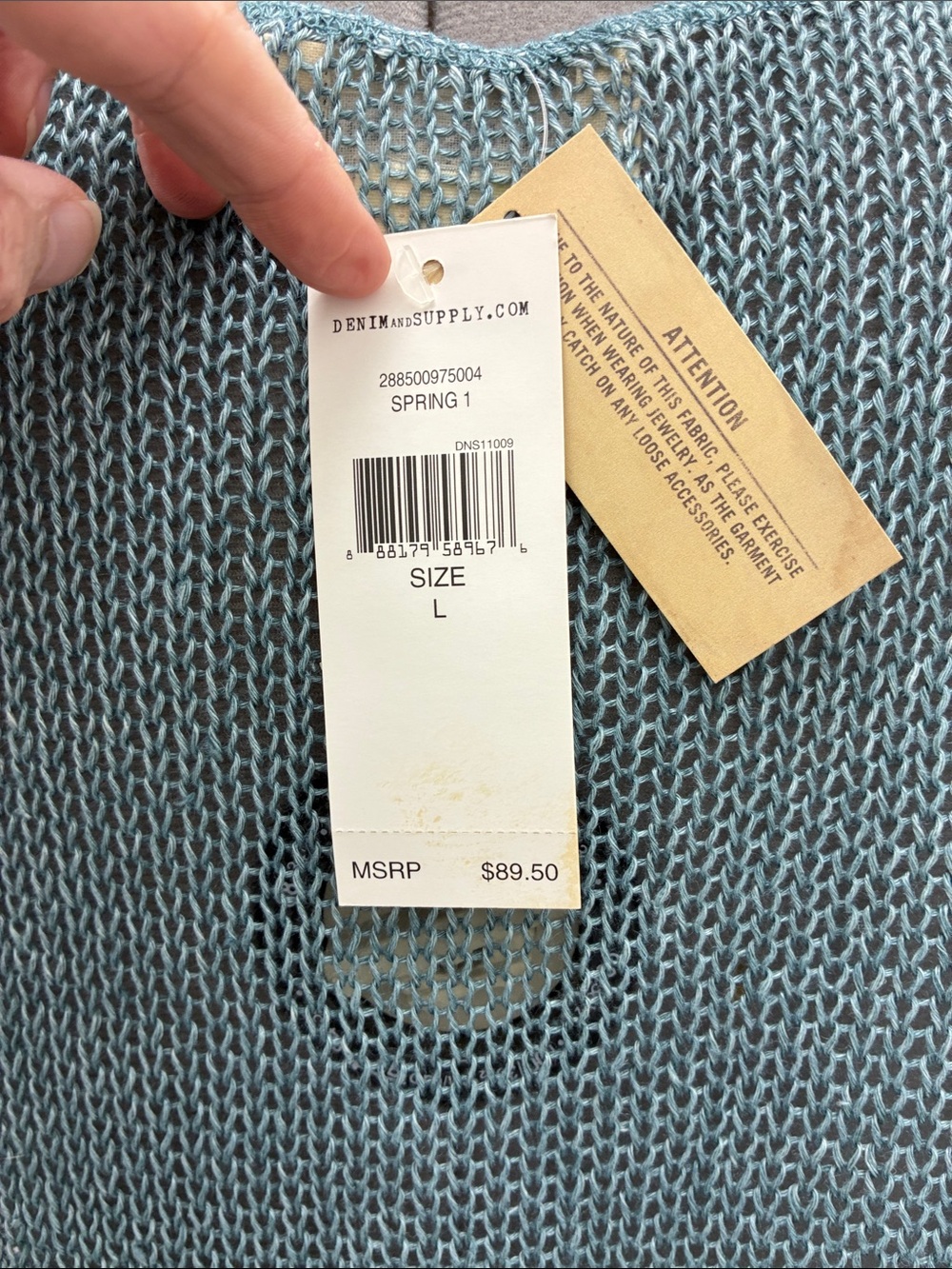 Ralph Lauren Teal Open-Weave Off-the-Shoulder Sweater - Picture 3 of 8
